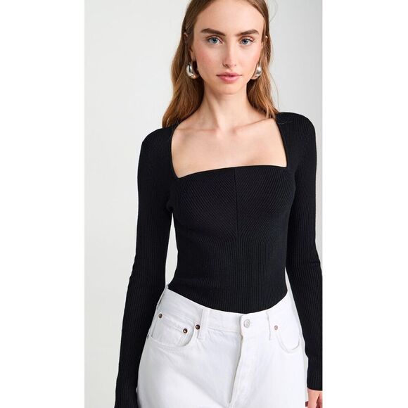 Jason Wu Curved Neckline Sweater in Black NWT Size XL - Picture 1 of 10